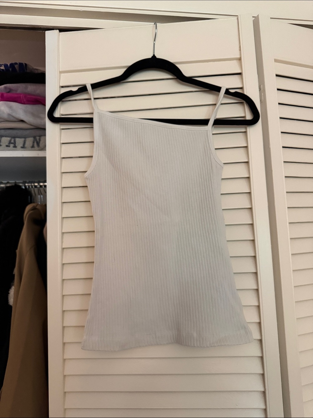 Agolde White Asymmetric Ribbed Camisole